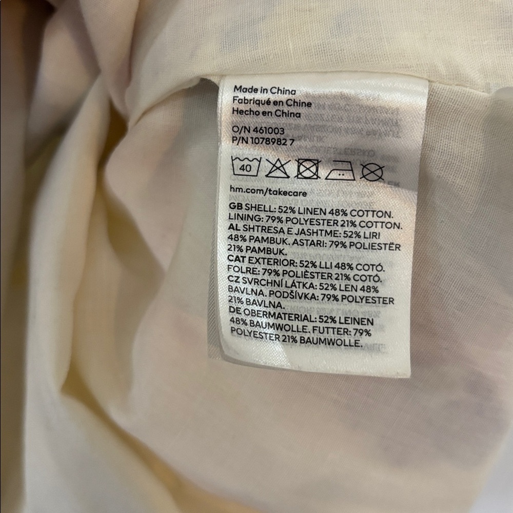 H&M Floral Linen and Cotton Blend Maxi Dress in Cream Size Extra Small - Picture 3 of 5